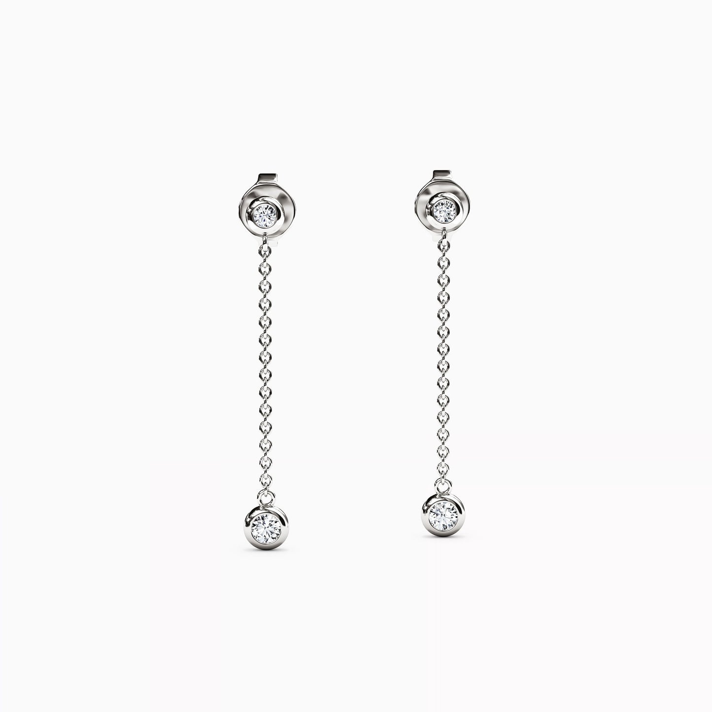 Diamond Mini Bezel Studded Drop Earrings in 14K Gold