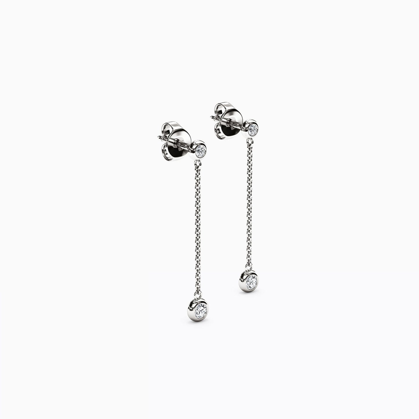 Diamond Mini Bezel Studded Drop Earrings in 14K Gold
