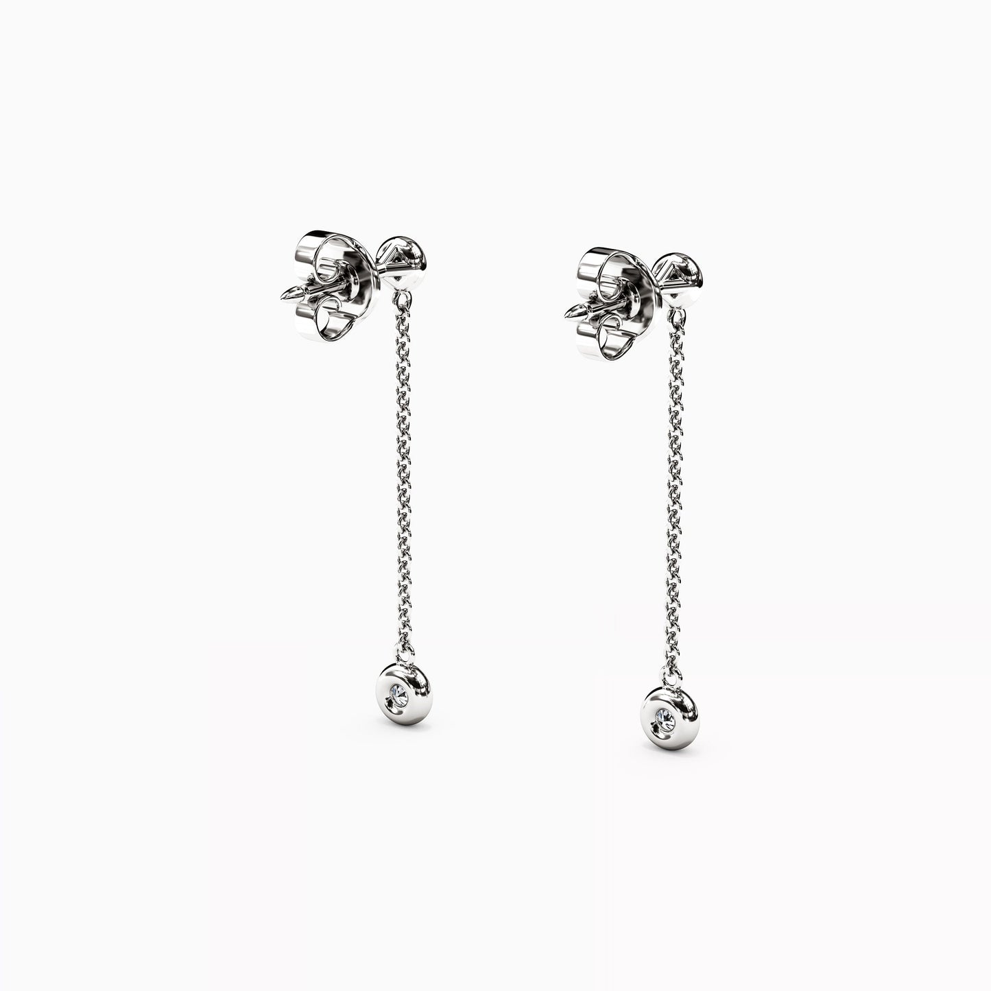 Diamond Mini Bezel Studded Drop Earrings in 14K Gold
