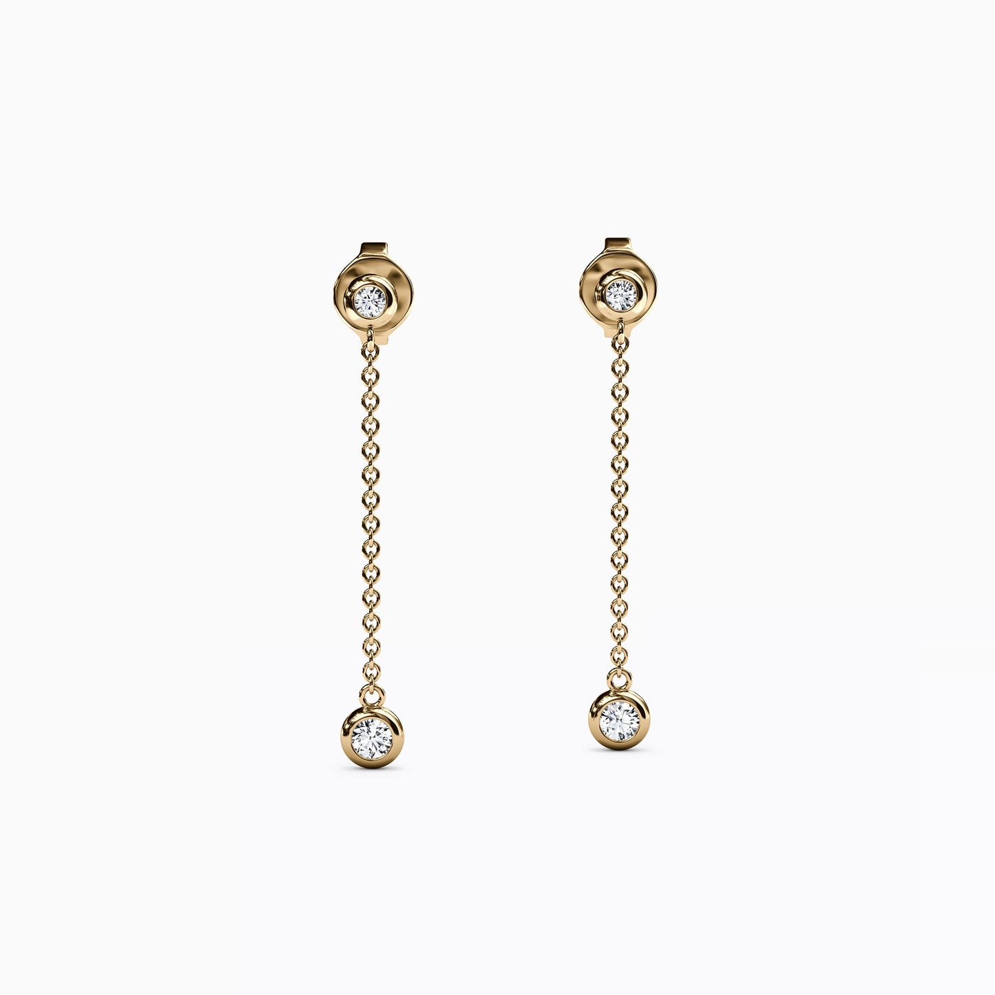 Diamond Mini Bezel Studded Drop Earrings in 14K Gold