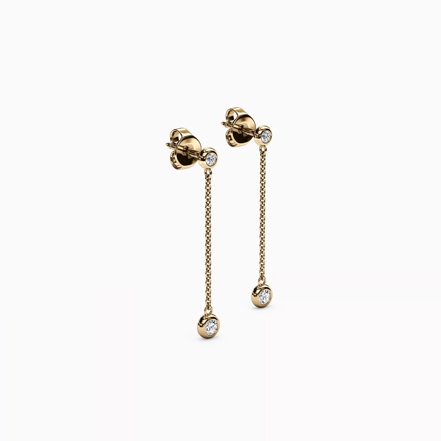 Diamond Mini Bezel Studded Drop Earrings in 14K Gold