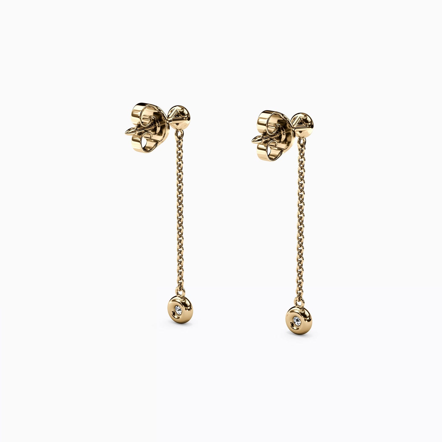 Diamond Mini Bezel Studded Drop Earrings in 14K Gold