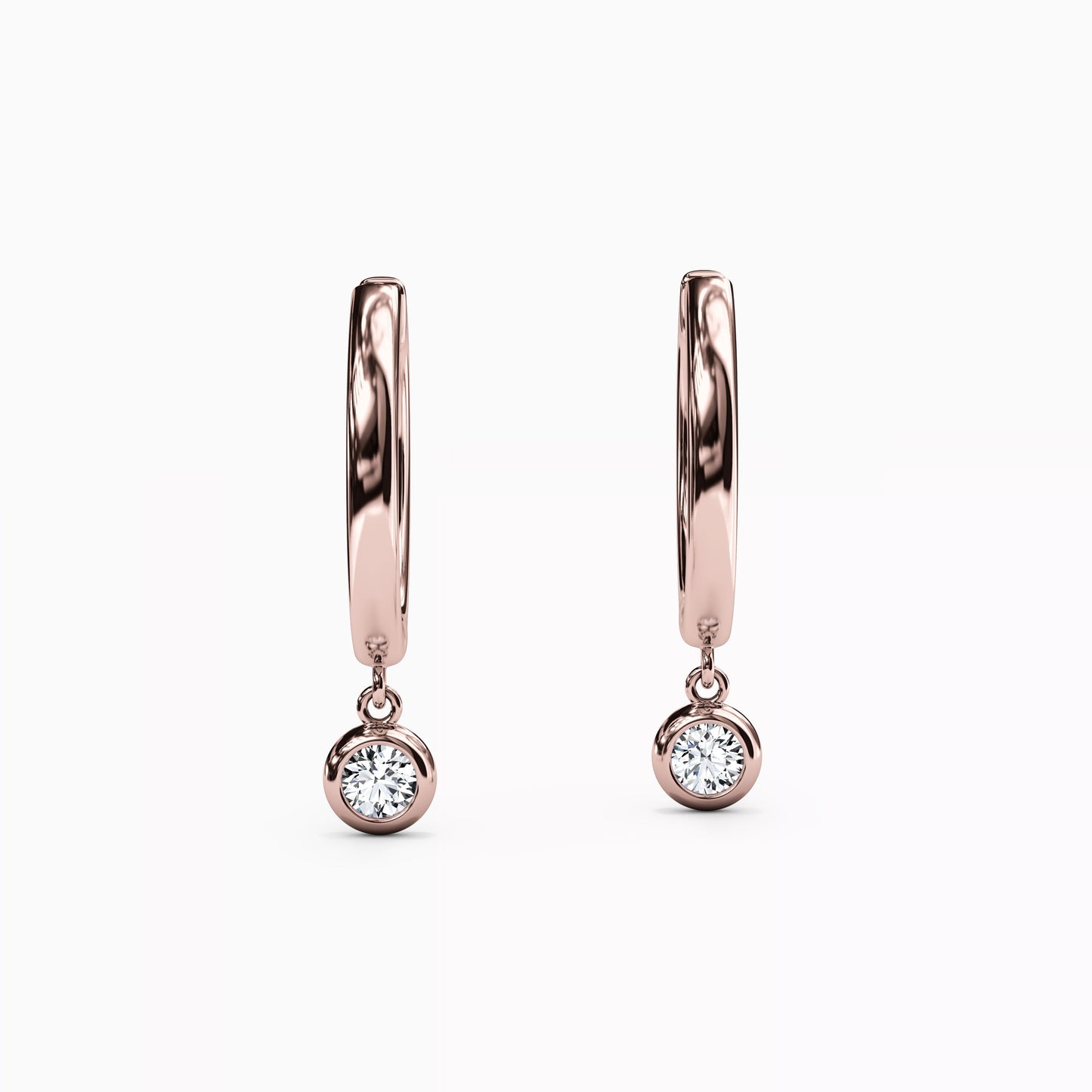 Diamond Bezel Hoop Earrings in 14K Gold