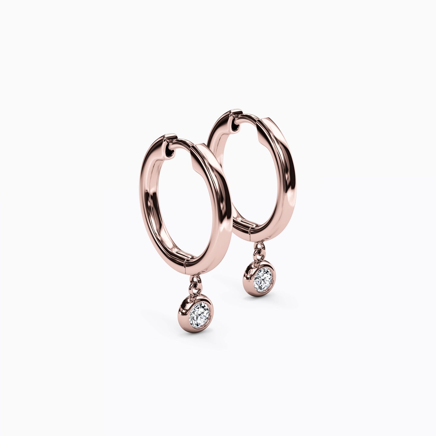 Diamond Bezel Hoop Earrings in 14K Gold