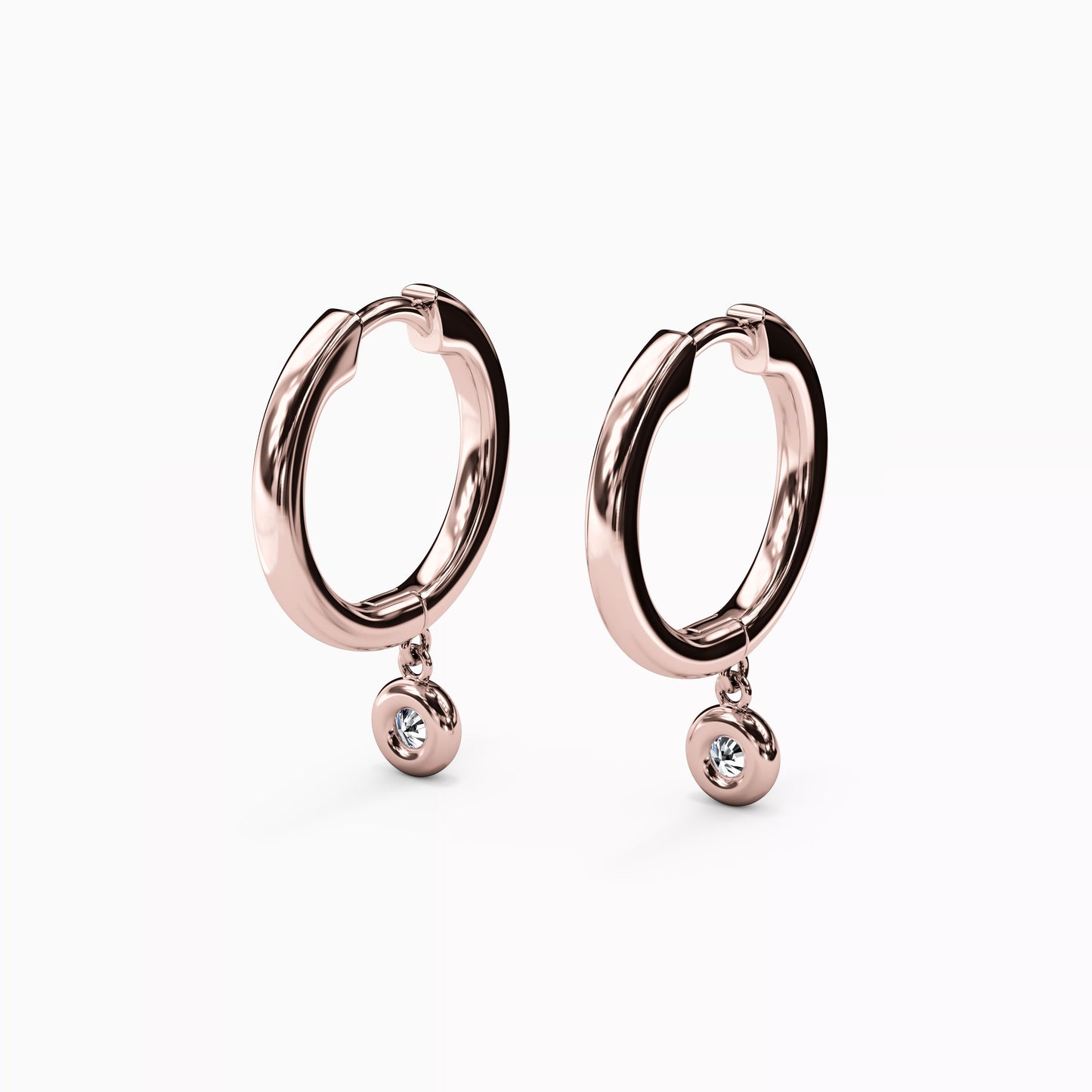 Diamond Bezel Hoop Earrings in 14K Gold