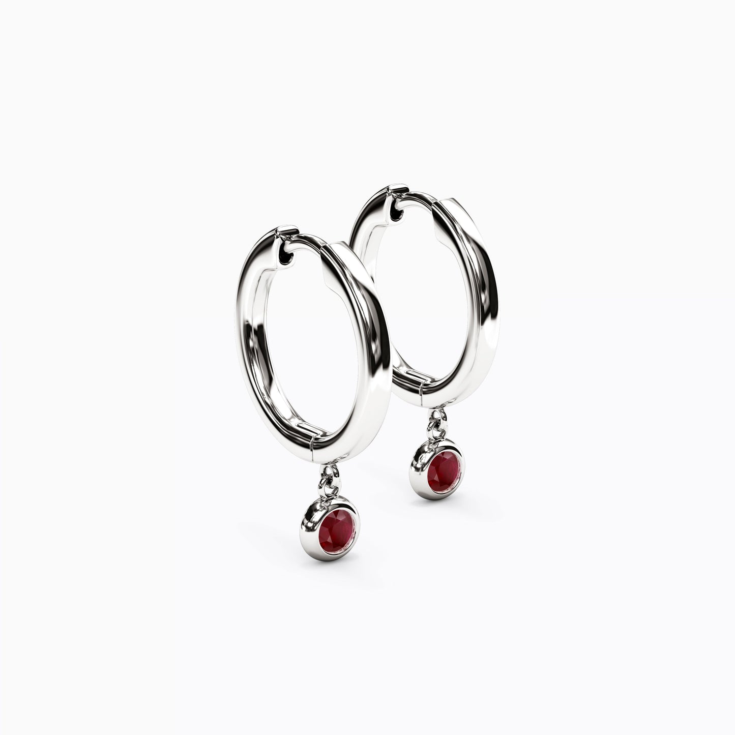 Ruby Bezel Hoop Earrings in 14K Gold