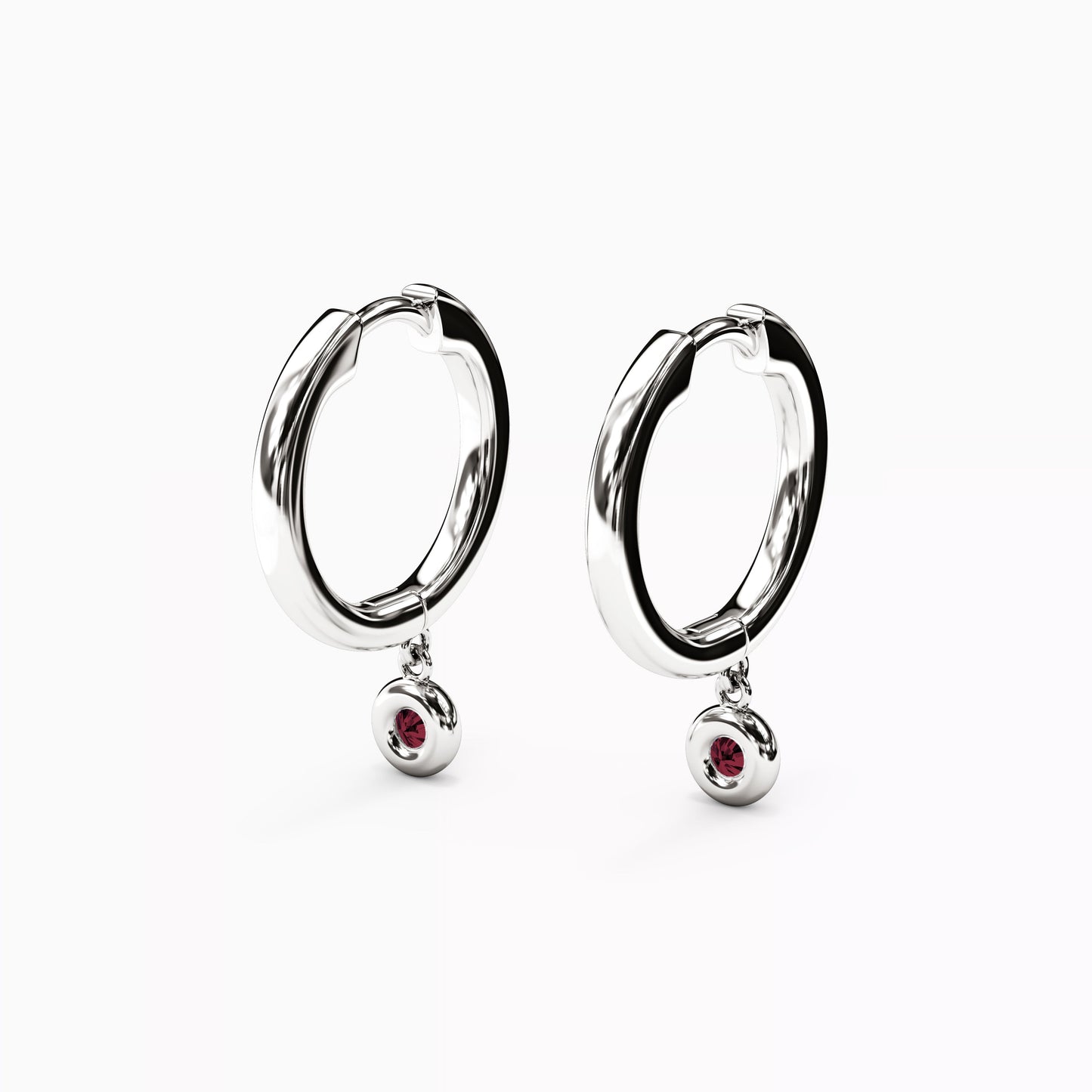 Ruby Bezel Hoop Earrings in 14K Gold