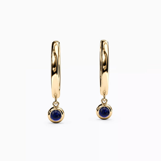 Sapphire Bezel Hoop Earrings in 14K Gold