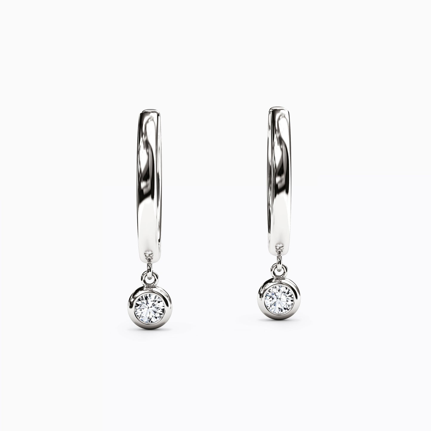 Diamond Bezel Hoop Earrings in 14K Gold