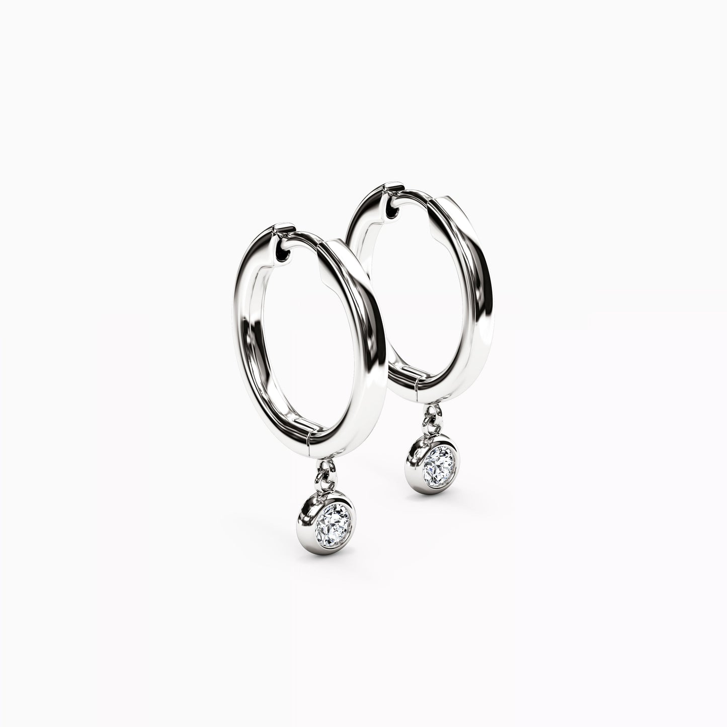 Diamond Bezel Hoop Earrings in 14K Gold