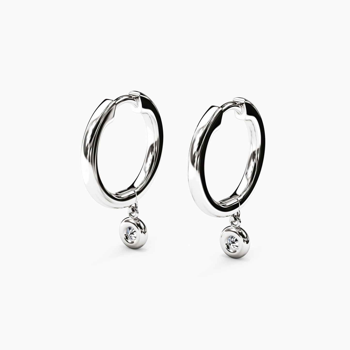 Diamond Bezel Hoop Earrings in 14K Gold