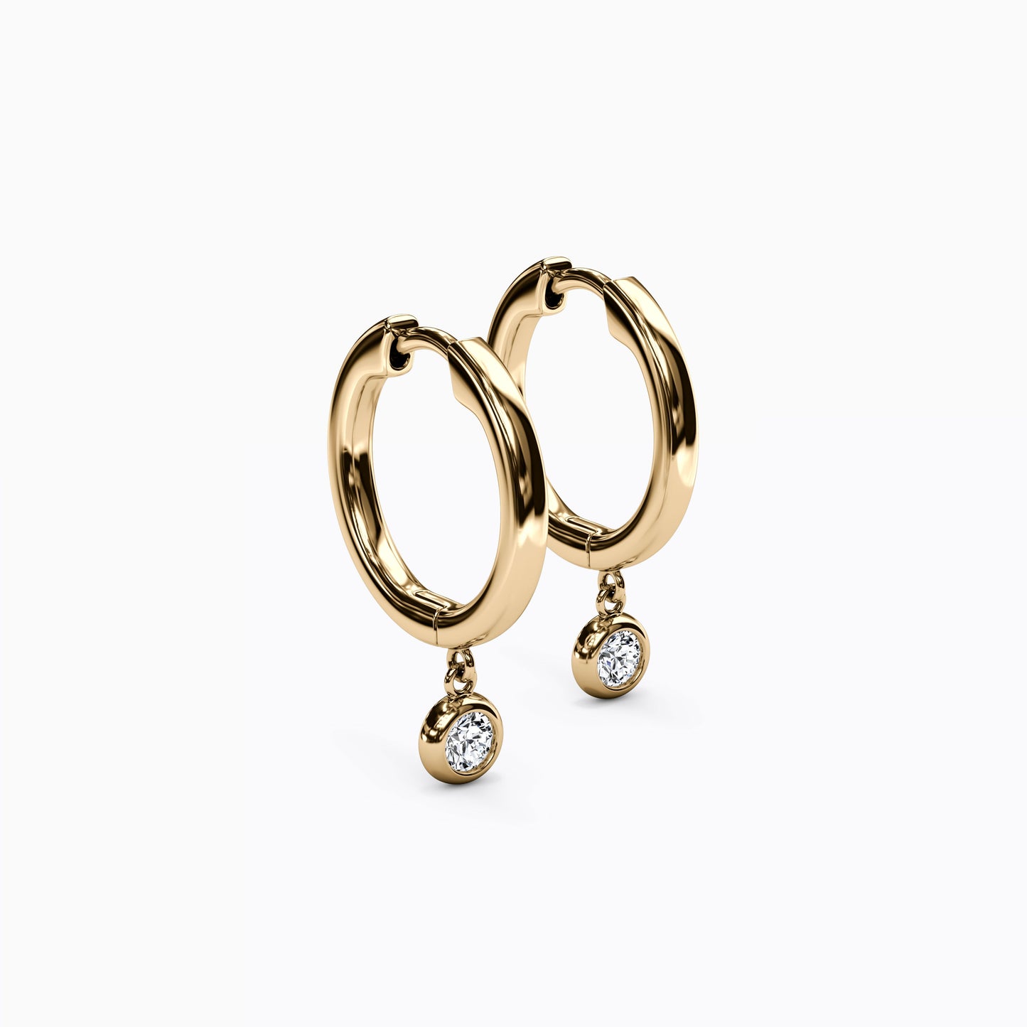 Diamond Bezel Hoop Earrings in 14K Gold