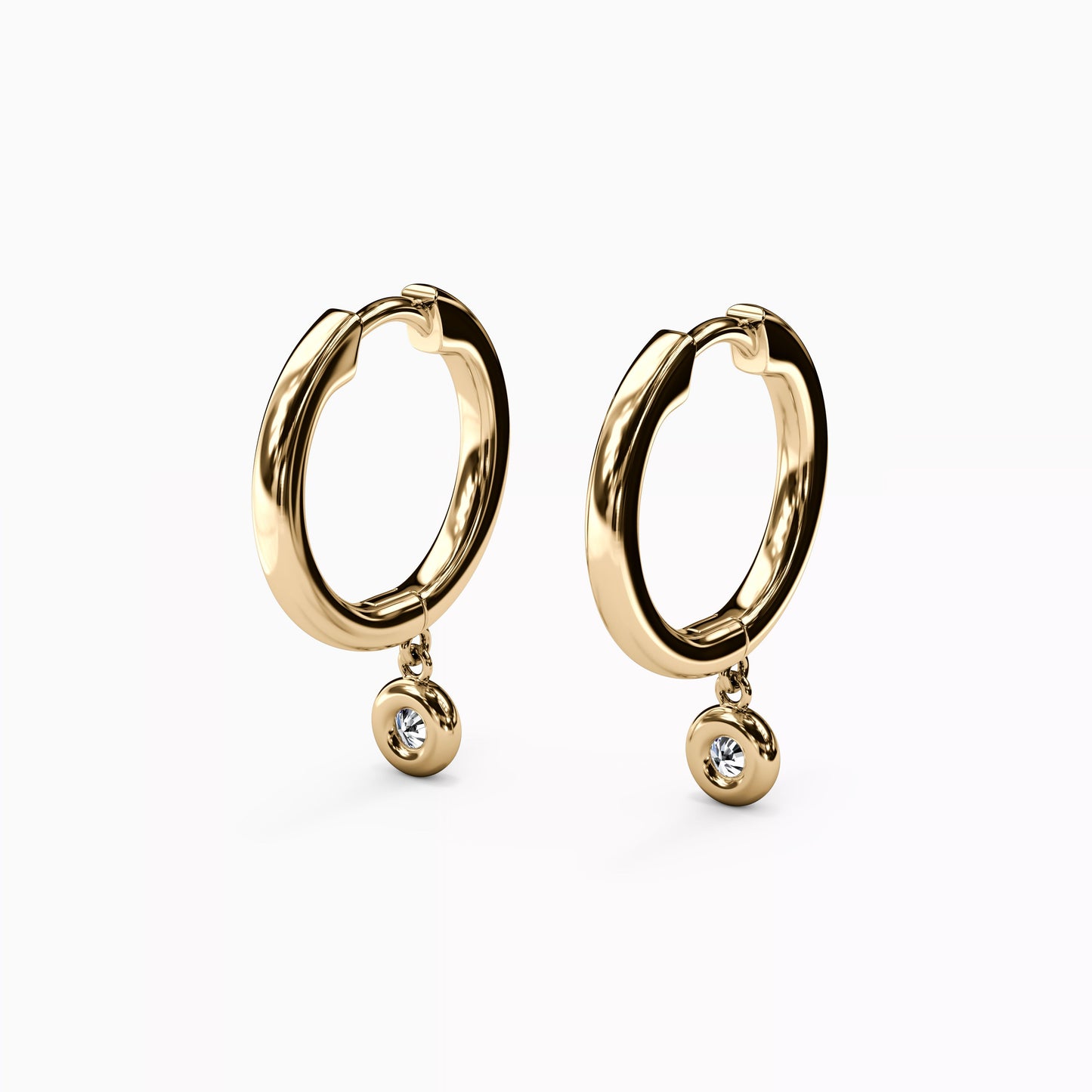 Diamond Bezel Hoop Earrings in 14K Gold