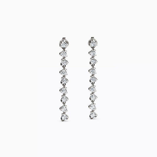 Diamond Mini Lotus Drop Earrings in 14K Gold