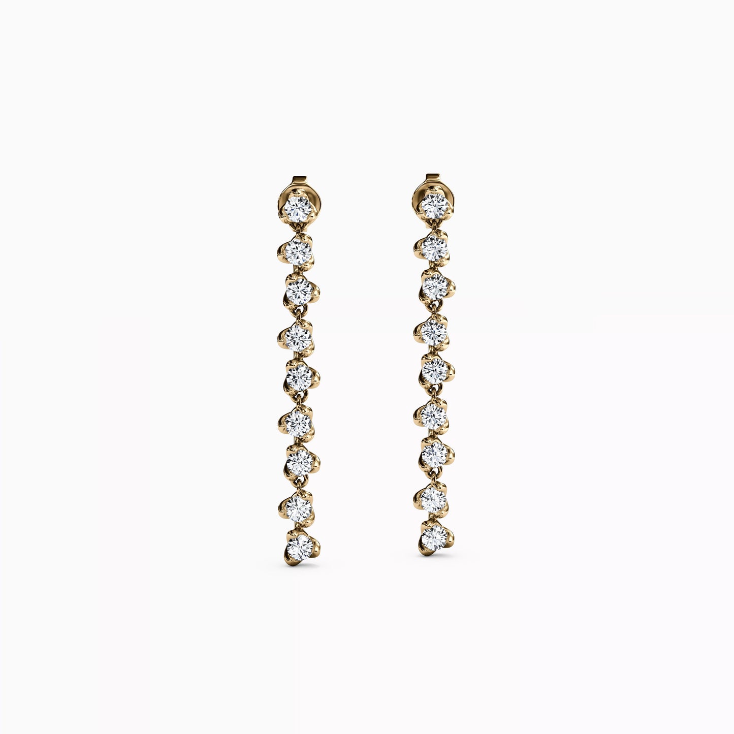 Diamond Mini Lotus Drop Earrings in 14K Gold