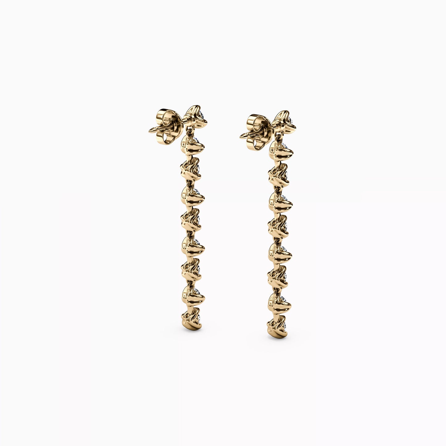 Diamond Mini Lotus Drop Earrings in 14K Gold