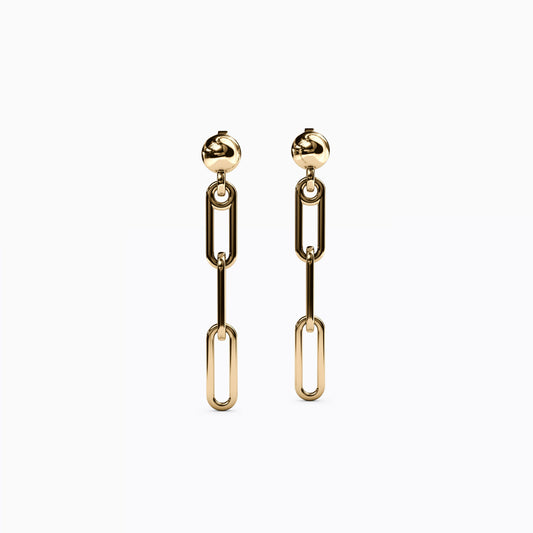 Paperclip 3 Linked Earrings in 14K Gold