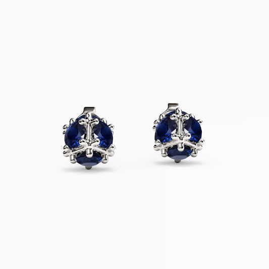 Cluster Stars Sapphire Stud Earrings in 14K Gold