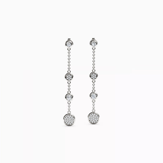 Diamond Cluster Pavé Drop Earrings in 14K Gold