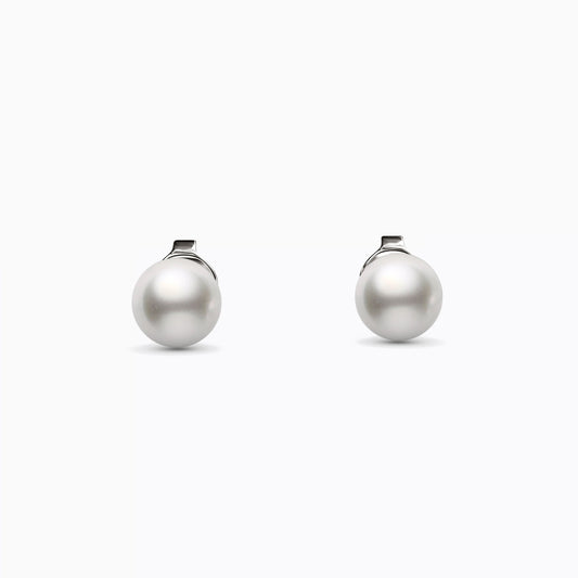 Solitaire Freshwater Cultured Pearl Stud Earrings in 14K Gold