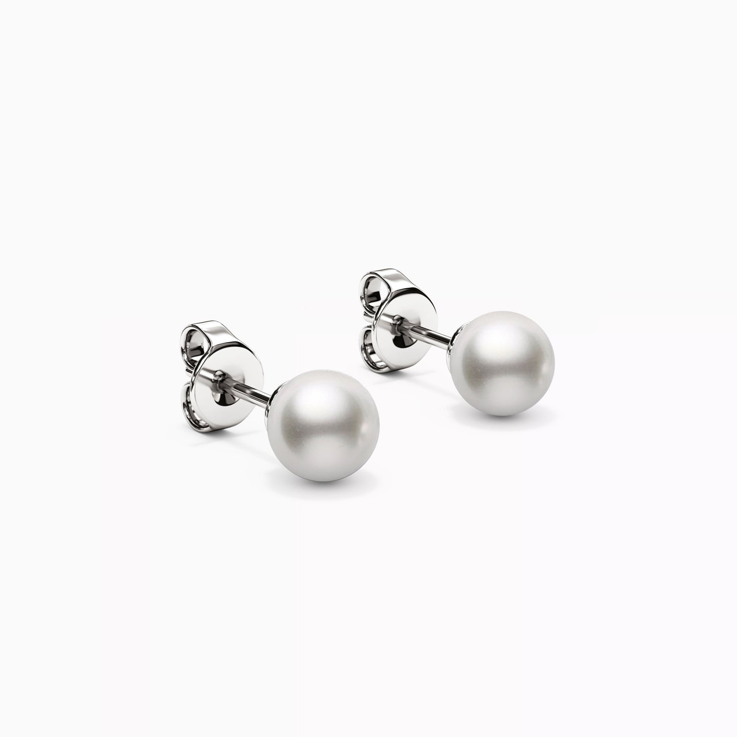 Solitaire Akoya Cultured Pearl Stud Earrings in 14K Gold