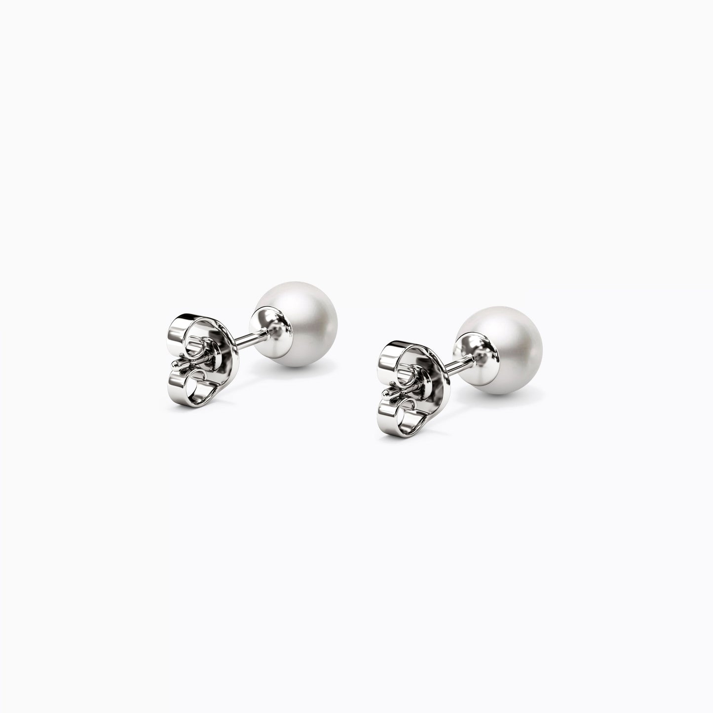 Solitaire Akoya Cultured Pearl Stud Earrings in 14K Gold