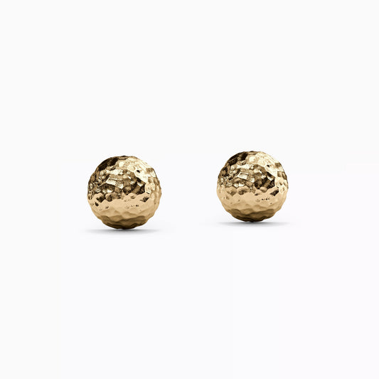 Hammered & Polished Ball Stud Earrings in 14K Gold