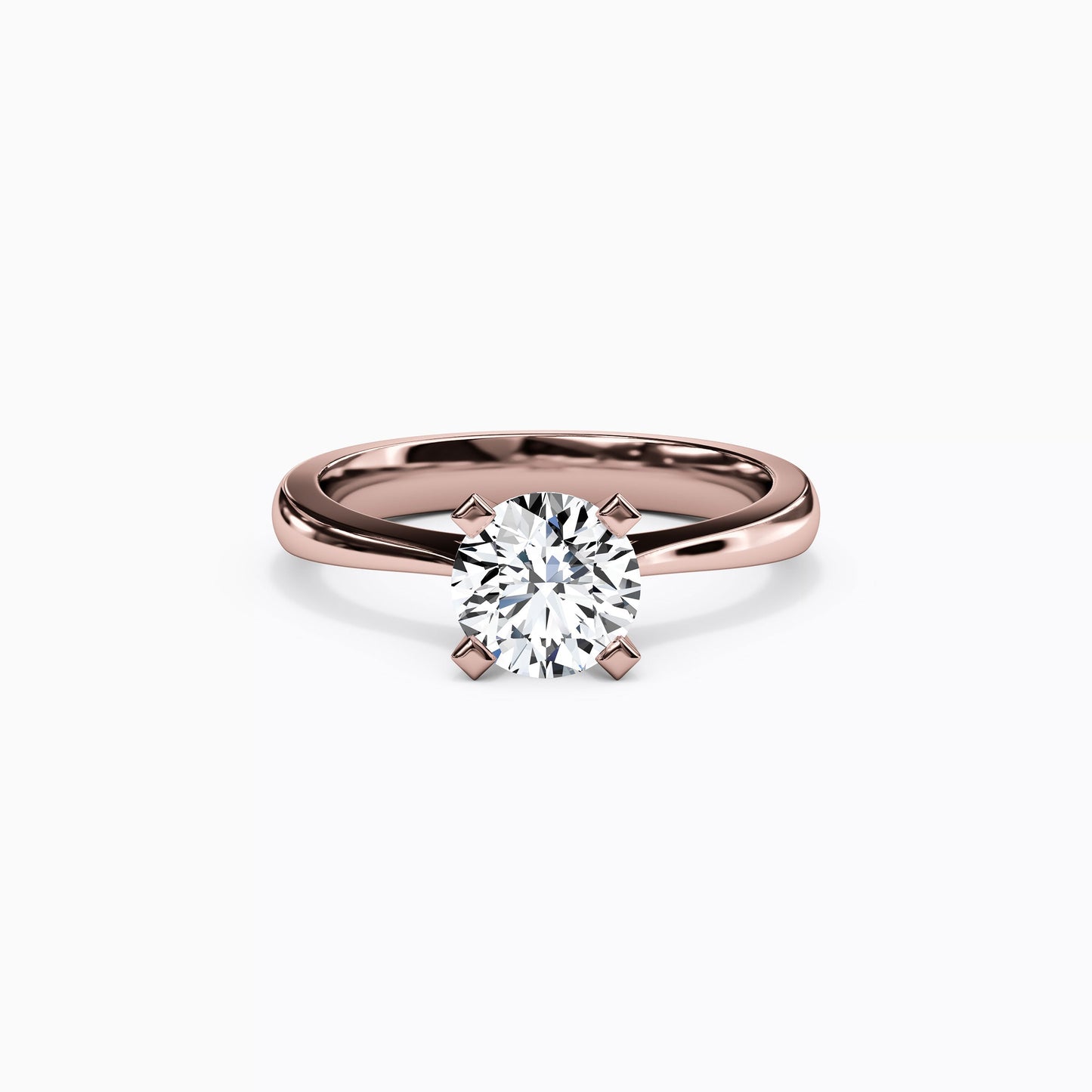 Solitaire Round Diamond Engagement Ring in 18K Gold