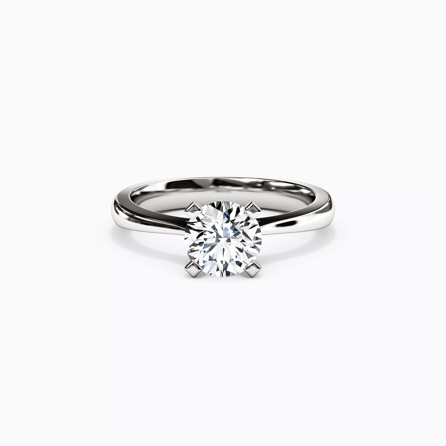 Solitaire Round Diamond Engagement Ring in 18K Gold