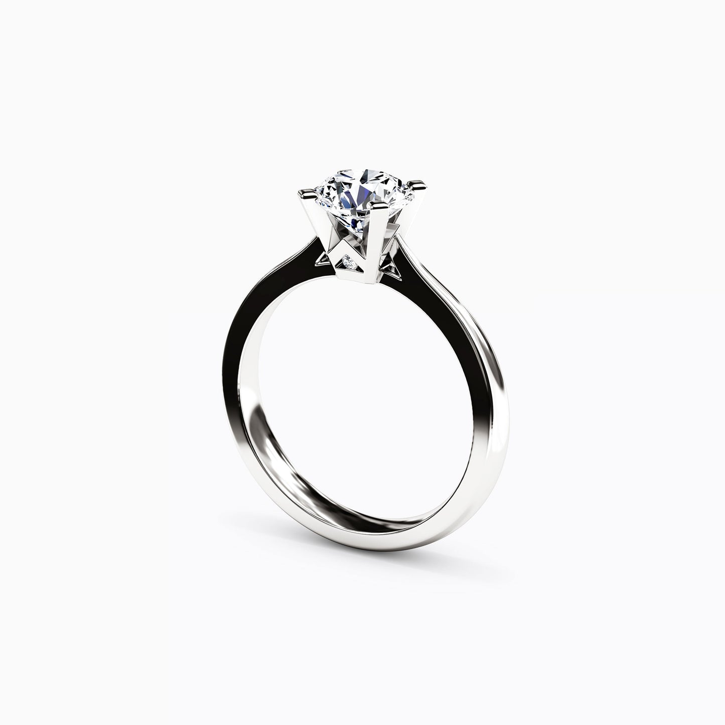 Solitaire Round Diamond Engagement Ring in 18K Gold