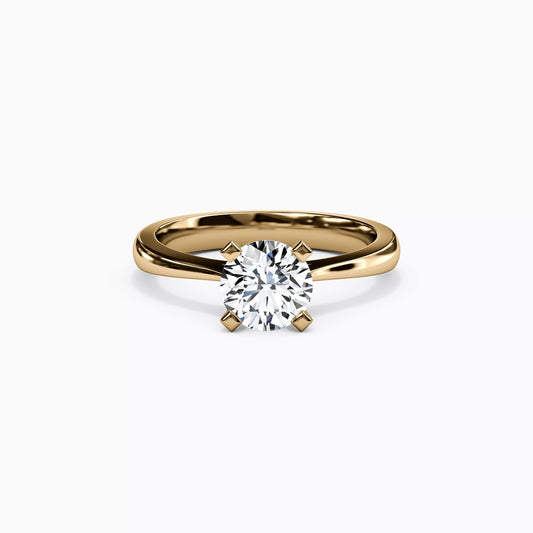 Solitaire Round Diamond Engagement Ring in 14K Gold
