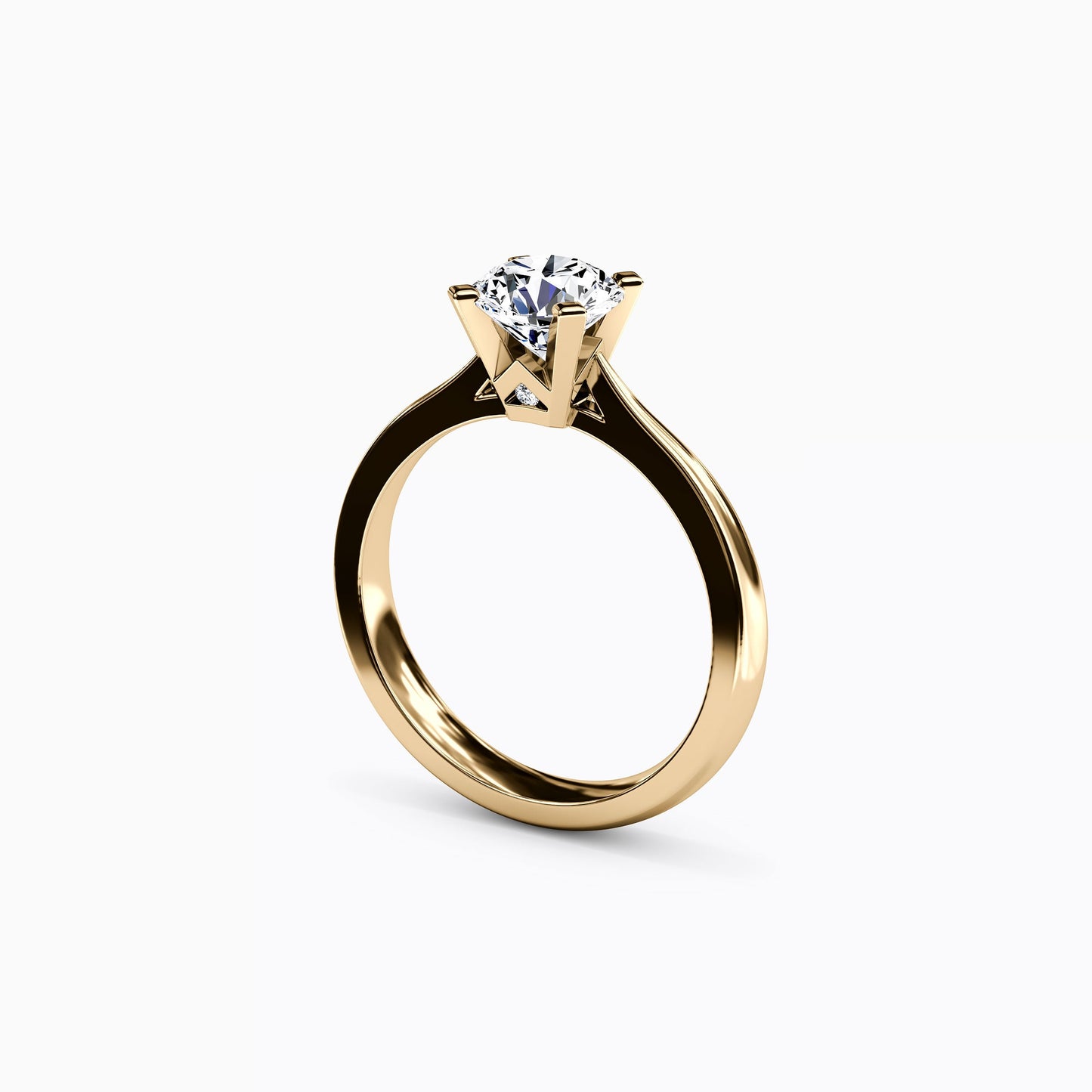 Solitaire Round Diamond Engagement Ring in 18K Gold