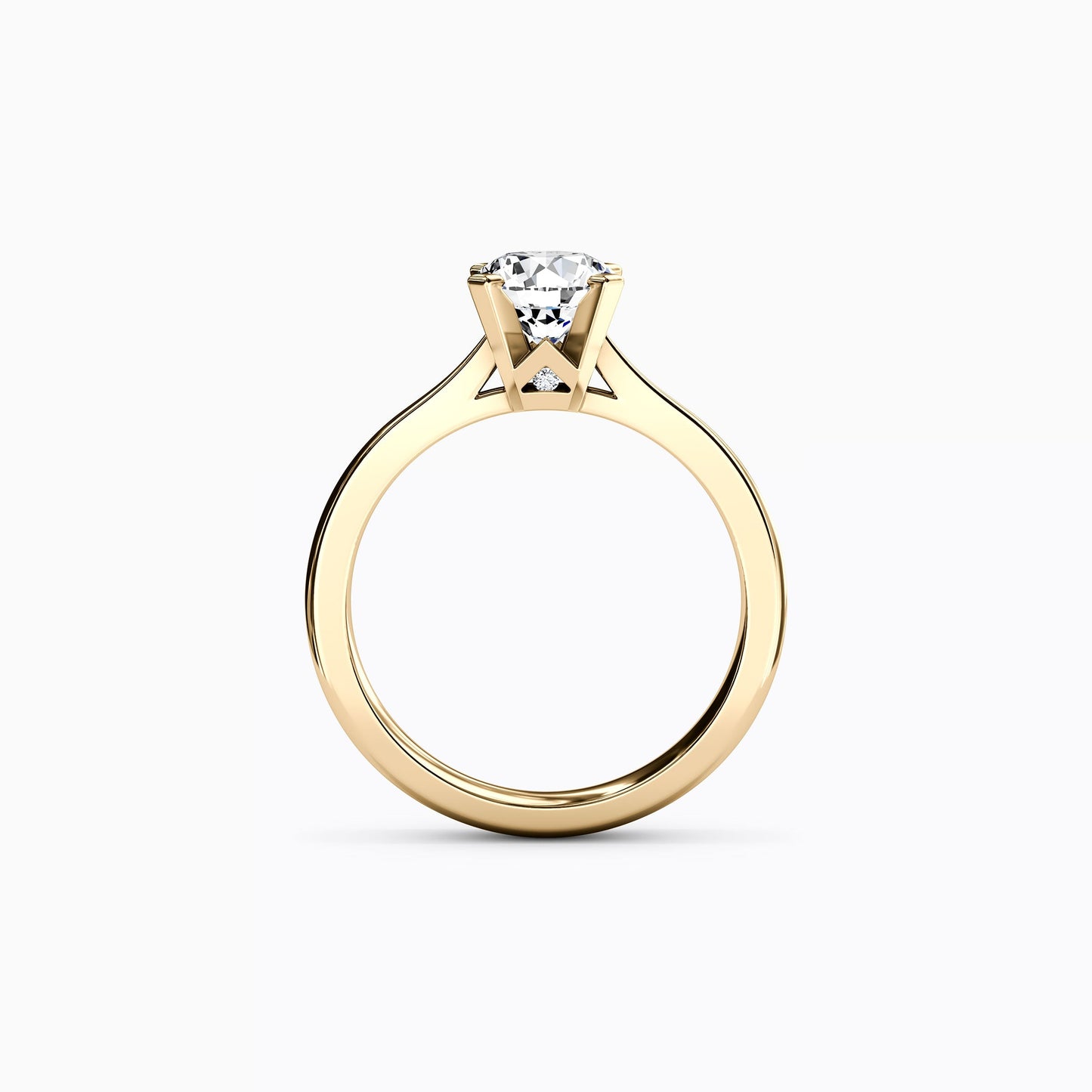 Solitaire Round Diamond Engagement Ring in 18K Gold