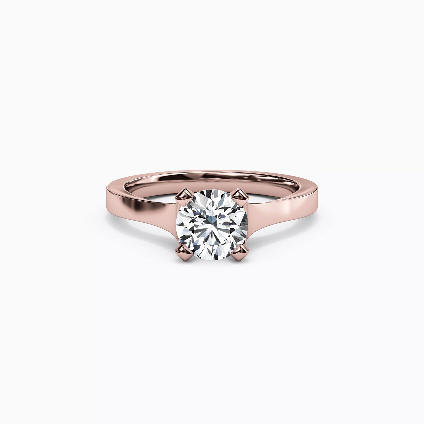 Solitaire Diamond Tapered Engagement ring in 14K Gold