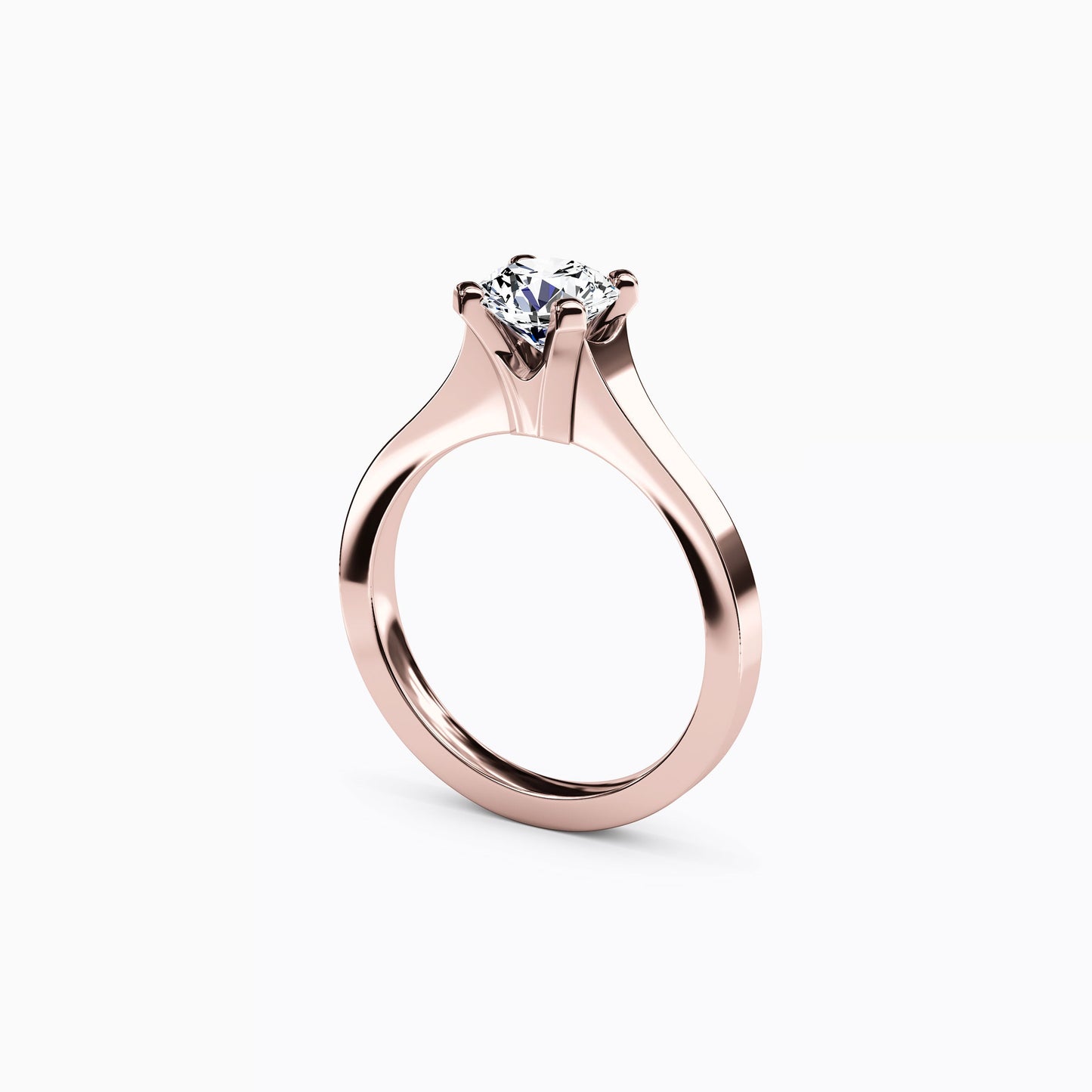 Solitaire Diamond Tapered Engagement ring in 18K Gold