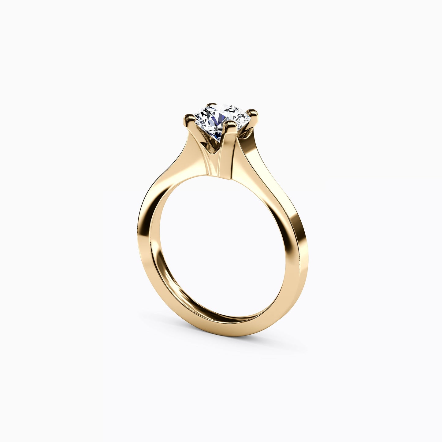 Solitaire Diamond Tapered Engagement ring in 18K Gold