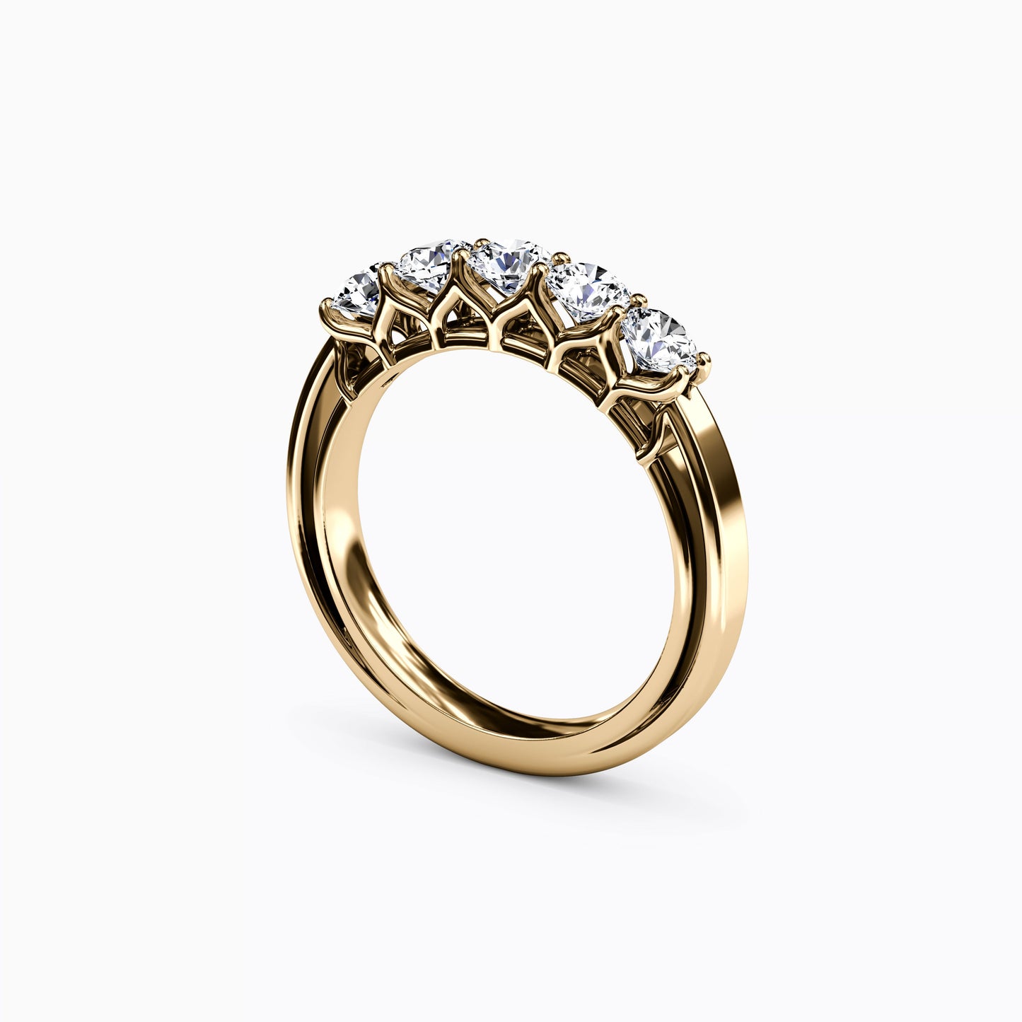 5 Stones Diamond Diana Wedding Band in 14K Gold