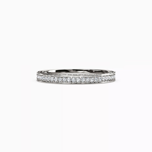 Diamond With Milgrain Edges Wedding Band in 14K Gold
