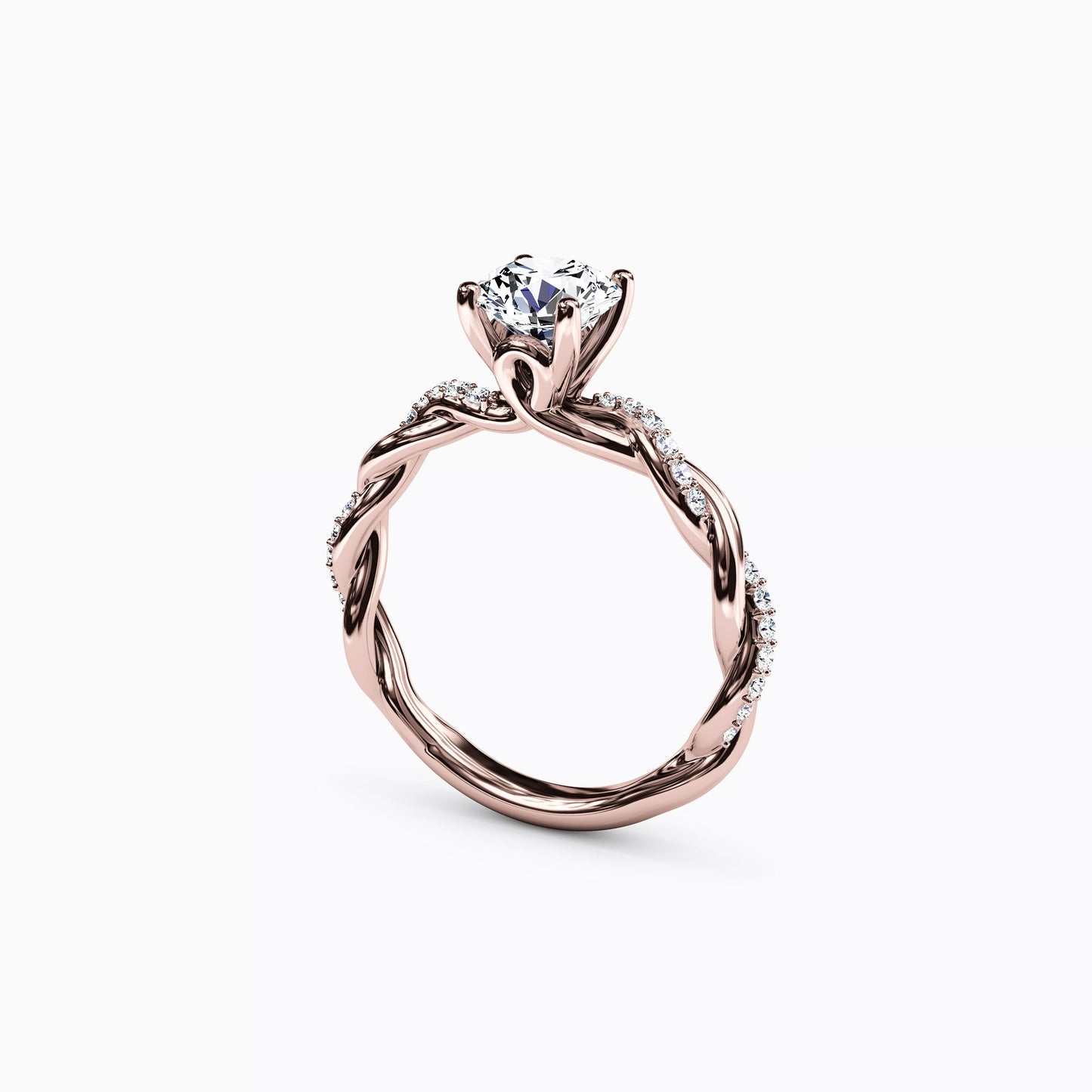 Midnight Sparkle Florentine Twist Engagement Ring in 18K Gold