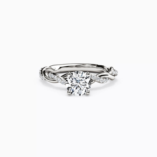 Midnight Sparkle Florentine Twist Engagement Ring in 14K Gold
