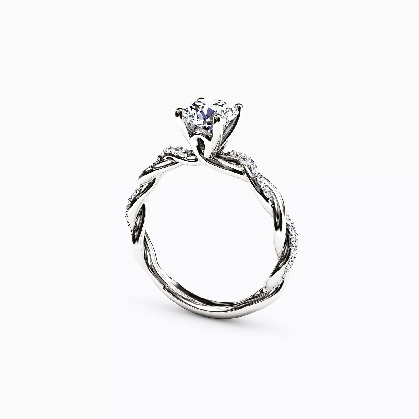 Midnight Sparkle Florentine Twist Engagement Ring in 18K Gold