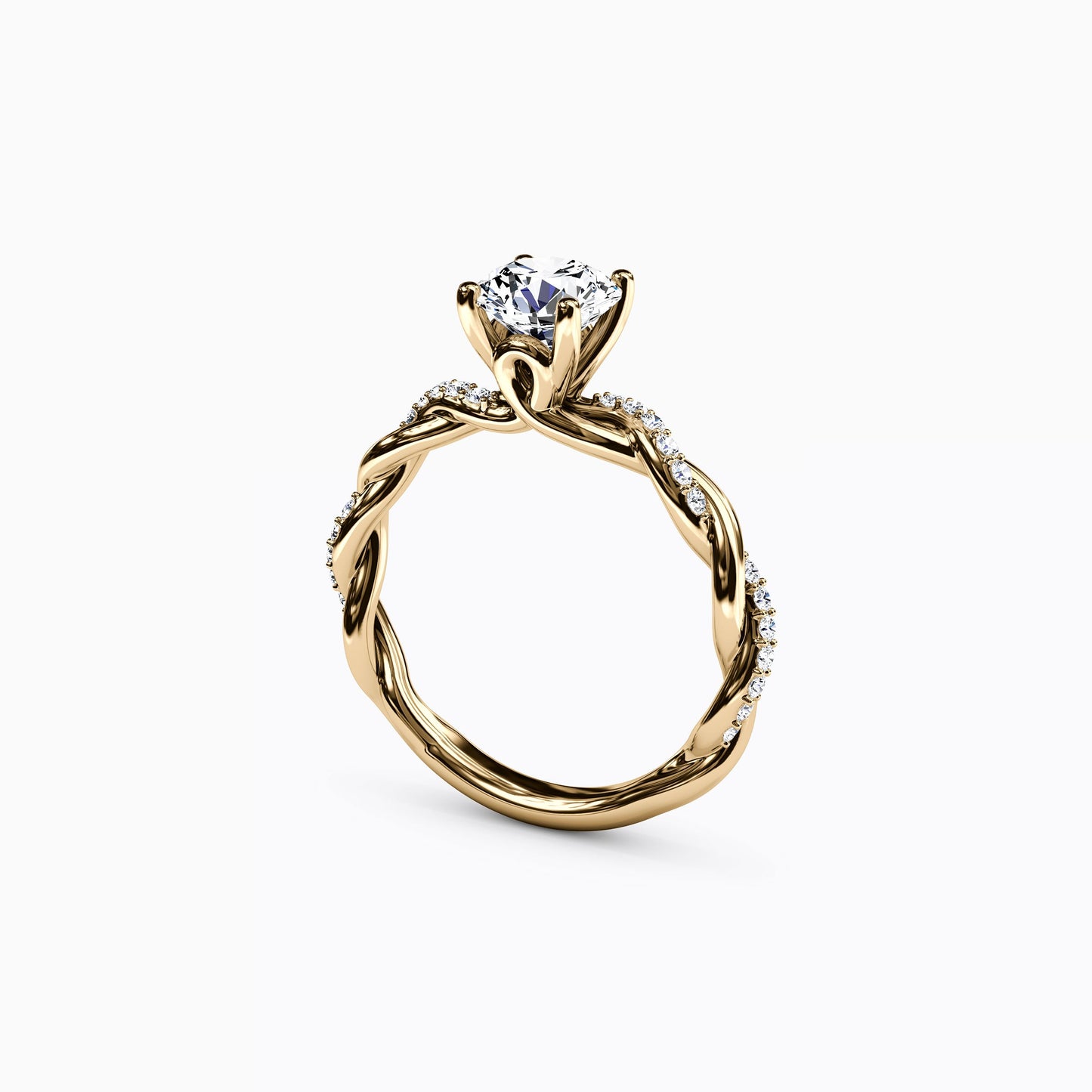 Midnight Sparkle Florentine Twist Engagement Ring in 18K Gold