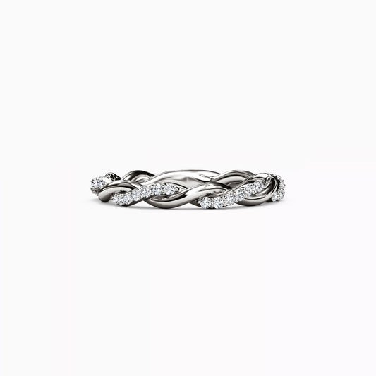 Twist Diamond Florentine Wedding Band Ring in 14K Gold