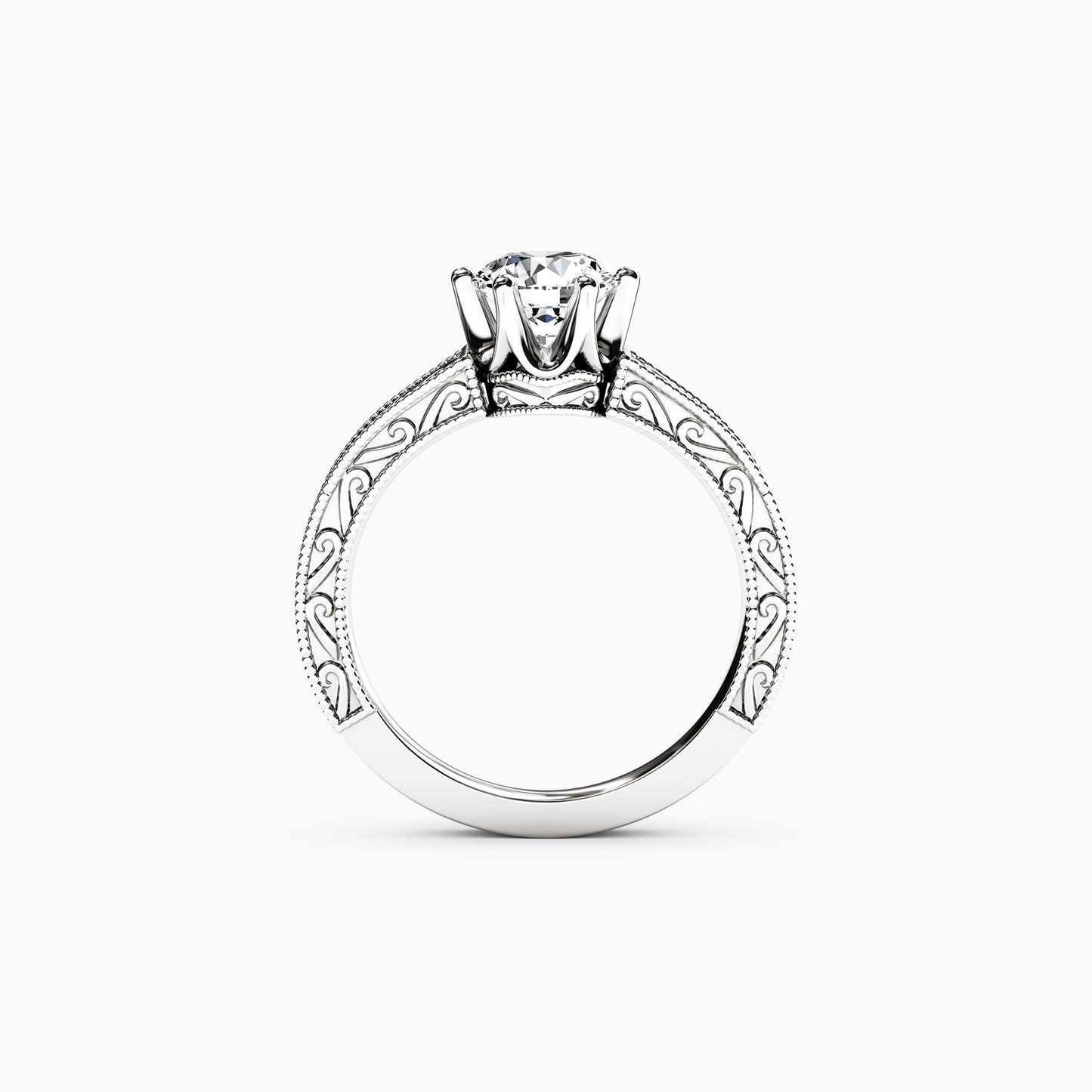 Jubilee Paisley Engraved Engagement Ring in Platinum