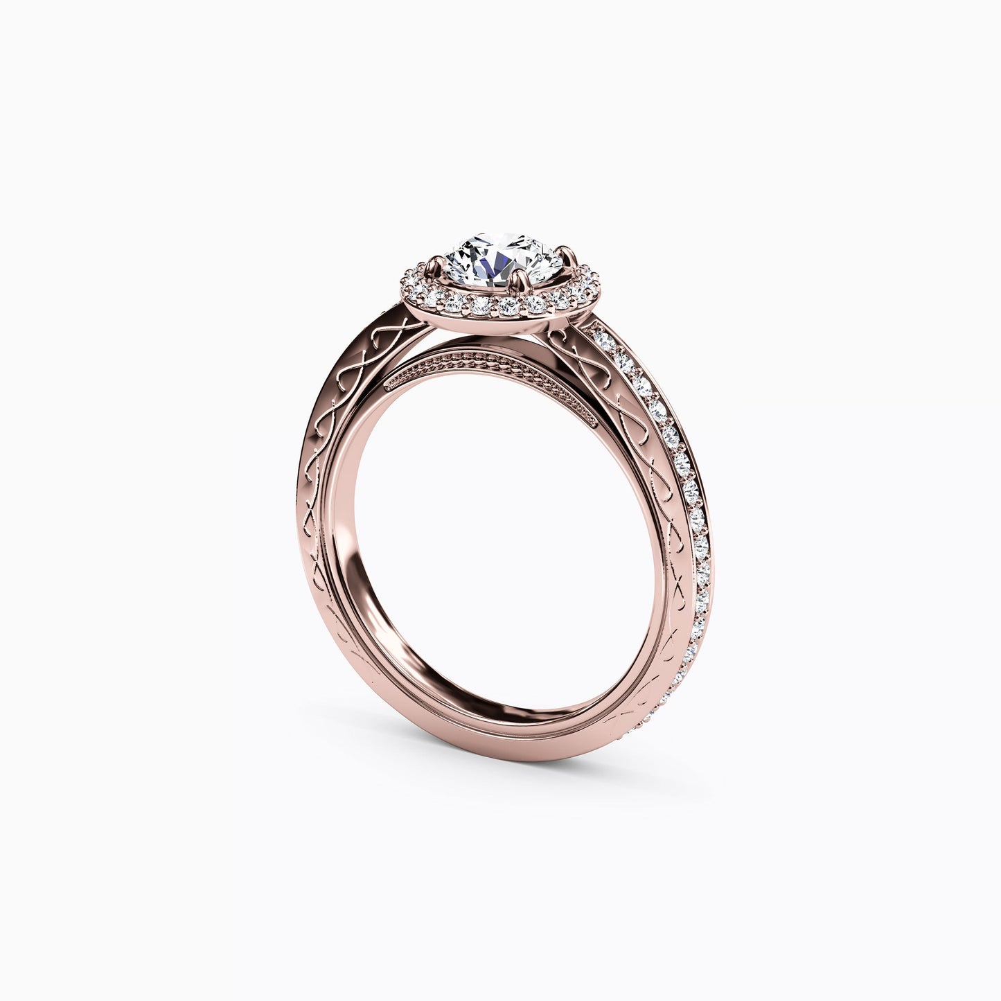 Halo Pavé Engagement Ring in 14K Gold