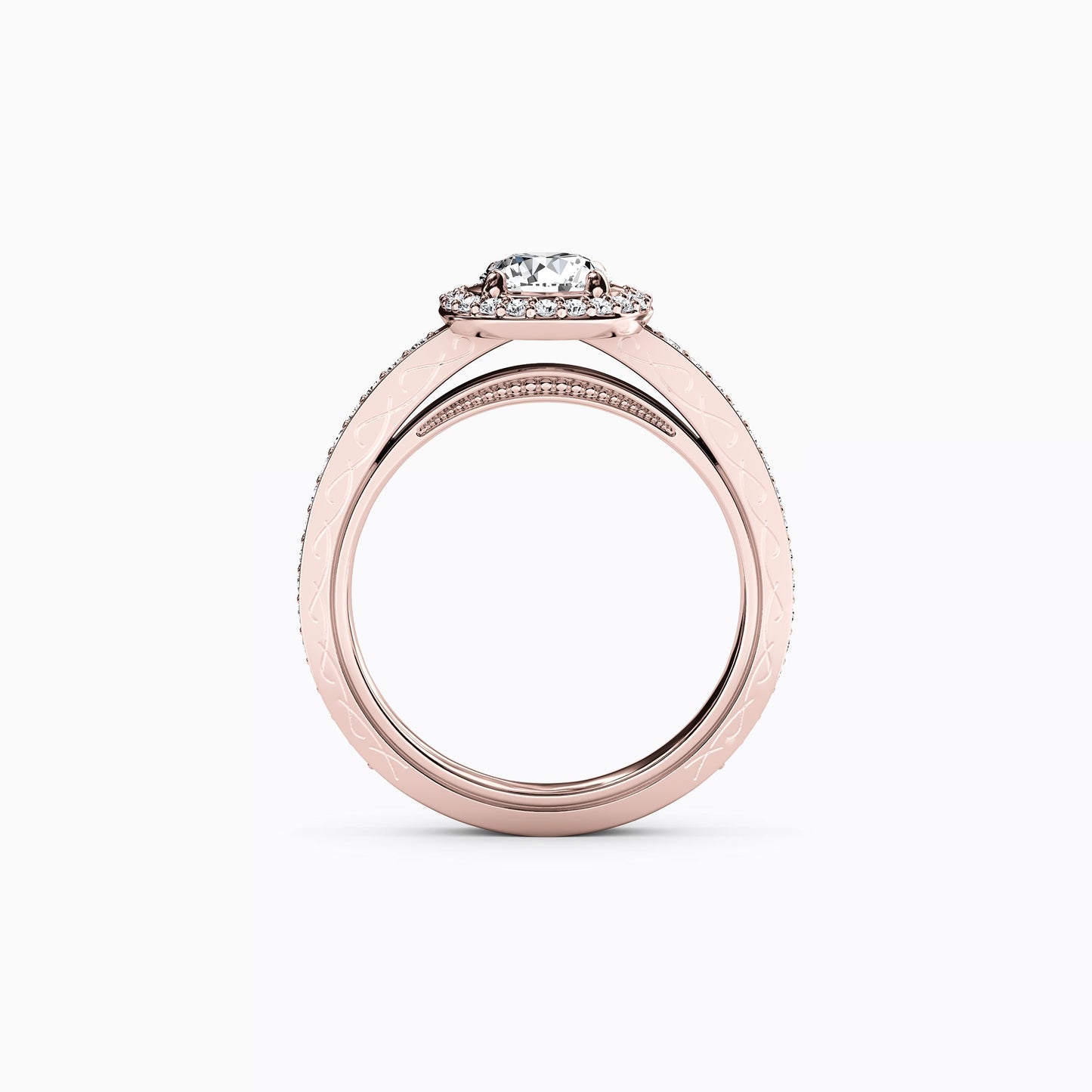 Halo Pavé Engagement Ring in 14K Gold