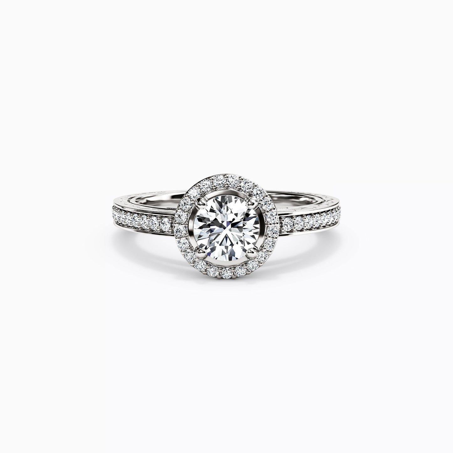 Halo Pavé Engagement Ring in Platinum