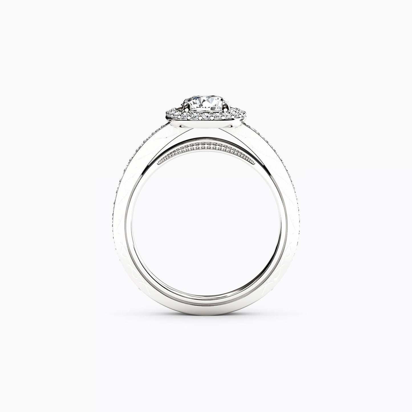 Halo Pavé Engagement Ring in Platinum