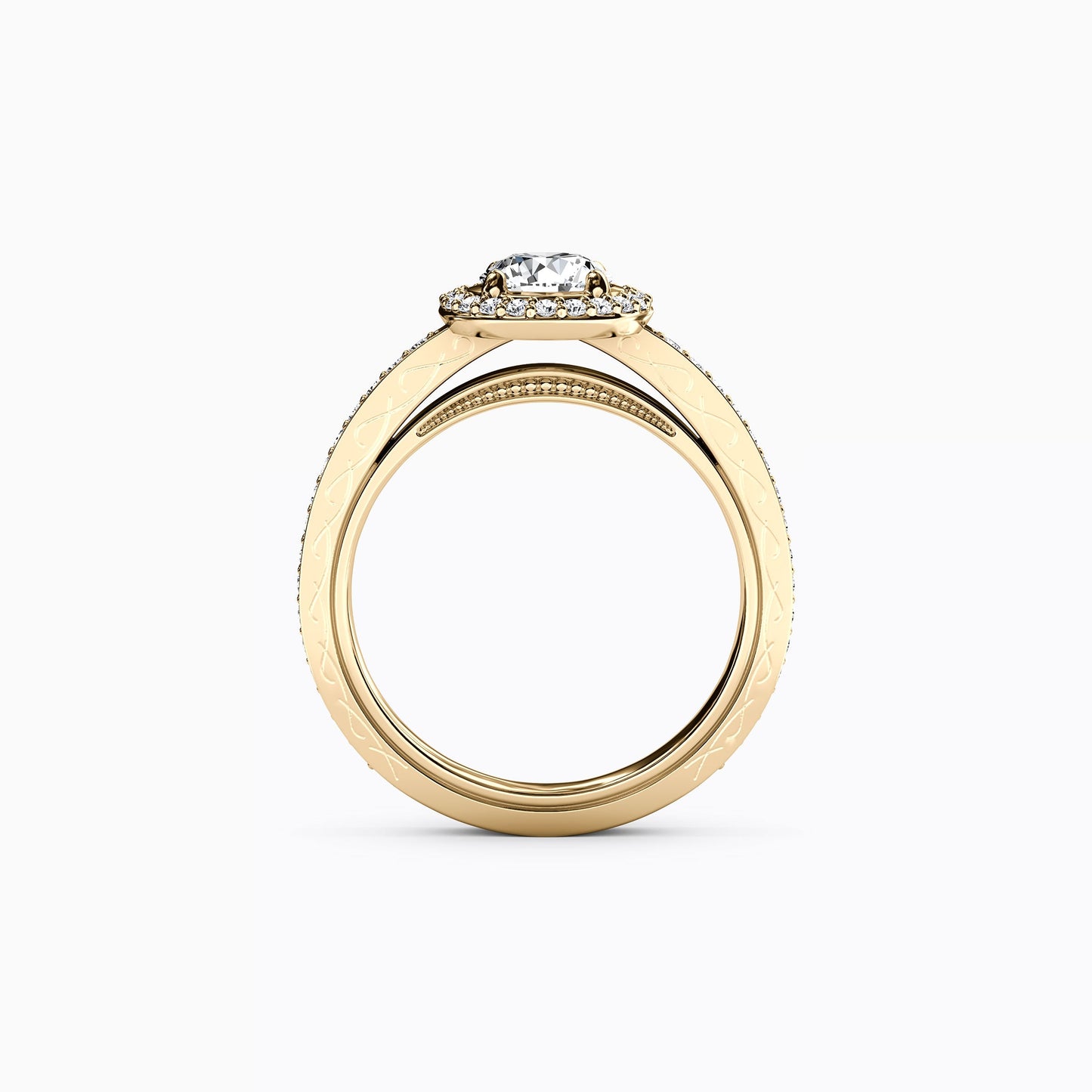 Halo Pavé Engagement Ring in 14K Gold