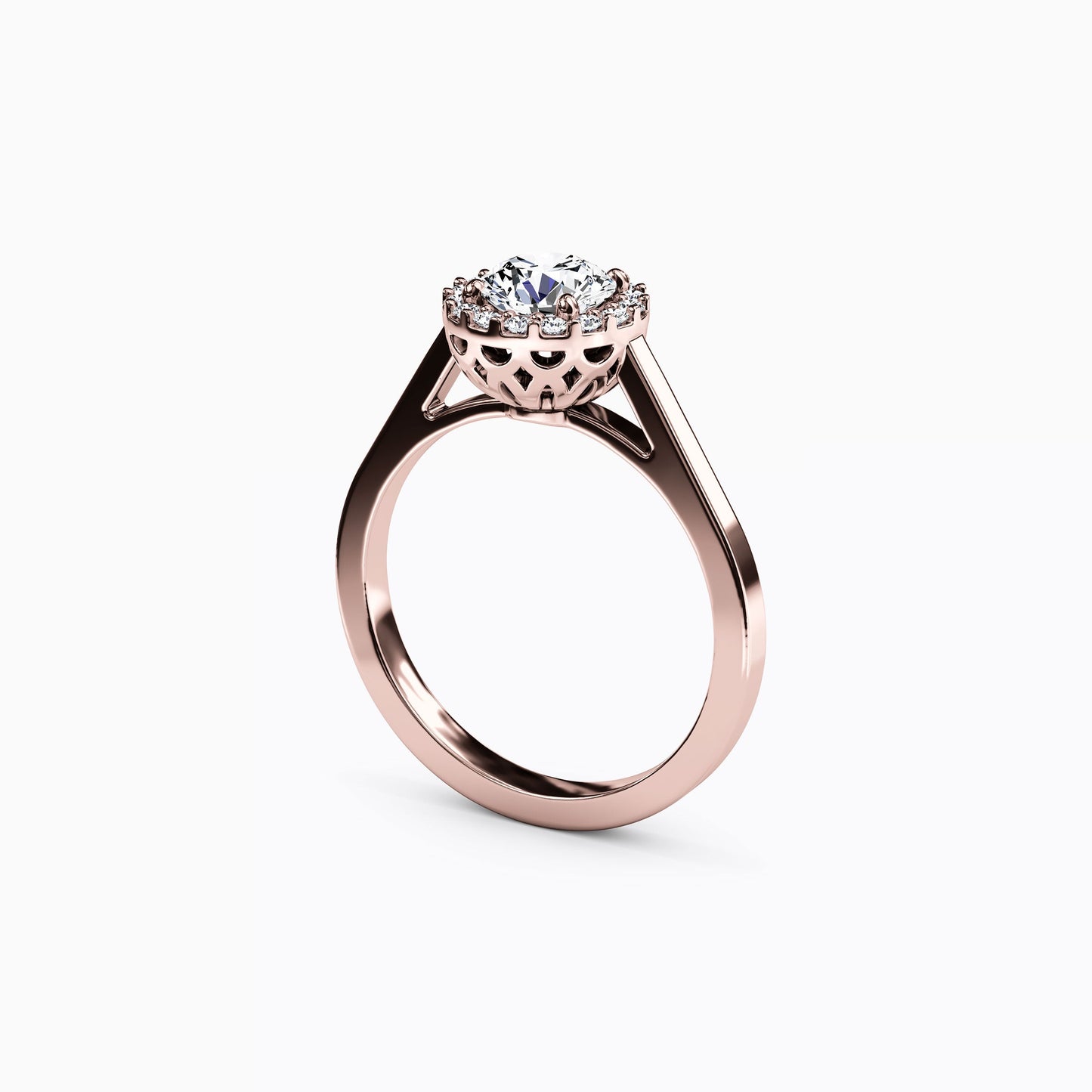 Halo Pierced Gallery Engagement Ring in 14K Gold